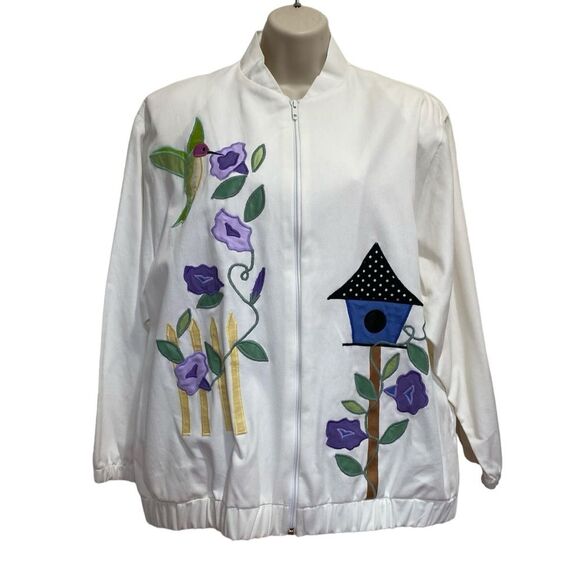 Vintage Southern Stitches & More Cotton Hummingbird Embroidered Jacket Lined L - Picture 14 of 14